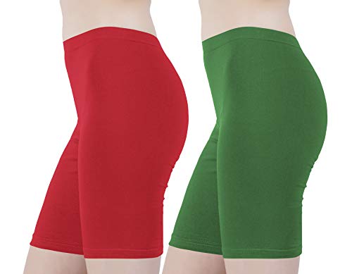 Image of Buy That Trendz Cotton Lycra Tight Fit Stretchable Cycling Shorts Womens | Shorties for Active wear /Exercise /Workout /Yoga /Gym /Cycle /Running Red Grey Combo Pack of 2