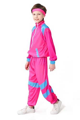 Disfraz completo niño tracksuit años 80 rosa miniatura 2