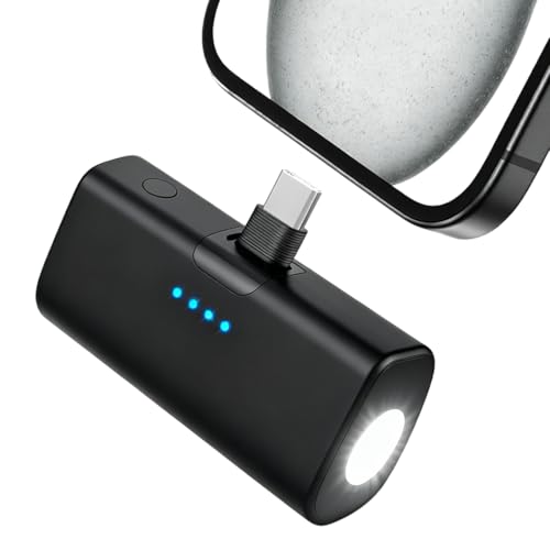 Tomedeks 1 Pièce Power Bank, 5000 mAh Power Bank, Conector USB-C Plegable, Compatible con iPhone 16/15, Samsung S22/23 Serie, Note20/10 Serie, Huawei, iPad Pro/Air, AirPods y más