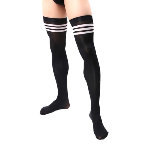 Generic Men's Sissy High Over Knee Socks Femboy Thigh High Stockings for Cross-dressers, Black