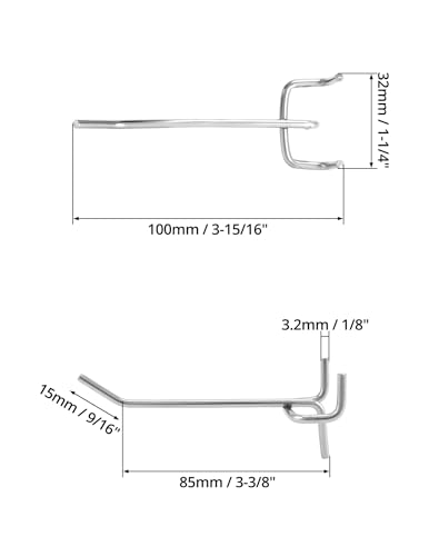 QWORK® 60X Lochwandhaken, Stecktafel Haken Werkzeugwand Haken für Verkaufsdisplays (10 cm)