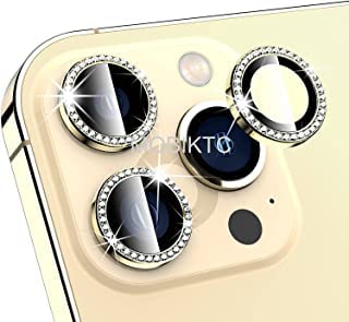 Image of Camera Lens Screen Protector Tempered Glass for iPhone 12 Pro Max [3 Piece ] (Alloy Metallic Ring High Defination Tempered Glass HD Clear-Gold Sparkle Glitter