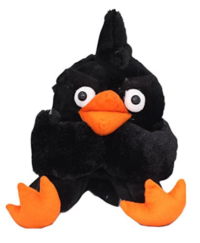 Image of Tickles Standing Angry Bird Cartoon Character Soft Stuffed Plush Toy for Kids Birthday Gifts (Color: Black Size: 30 cm)