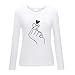TUDUZ Camisas Mujer Manga Larga Blusas Impresión Tops Cuello Redondo Camisetas (Blanco.a,...