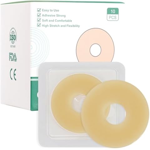Ostomy Barrier Rings - Outer Diameter 2" (50mm) 2mm Thickness,Moldable Ostomy Rings,Hydrocolloid Skin Extender Rings for Colostomy Bags,10 Count Cover