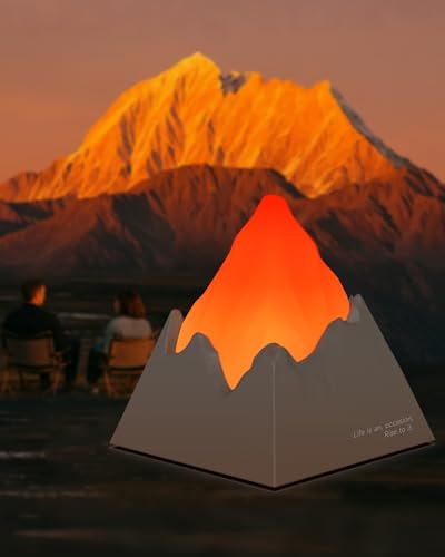 Vulkan Nachtlicht für Kinder, Dimmierbare LED-Stimmungsleuchte mit 2000mAh Akku, Wiederaufladbares Nachtlicht für Schlafzimmer, Coole Deko Lampe & Originelles Geschenk für Jungen und Mädchen, Silber