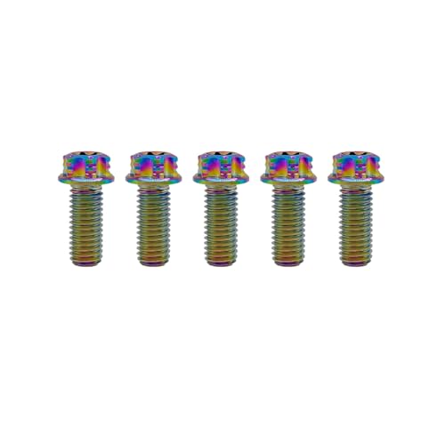 Image of RISON Titanium Bolts M10*1.25 * 25 Torx Titanium Bolts for Motorcycles Hex Head Dual Drive Rainbow Titanium Flange Bolt Pack of 5