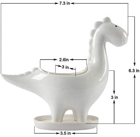 Miaowoof Dinosaur Shape Ceramic Succulent Planter Pot with Drainage Tray Multipurpose Bonsai Plant Vase Creative Cactus Flower Pot with Drain Hole - Home Office Garden Decoration.