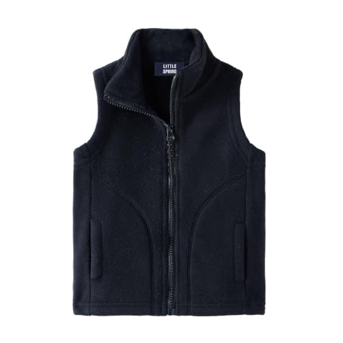 Image of LittleSpring Boys Girls Fleece Vest Sleeveless Jacket Full-Zip Fall Winter Warm Outerwear
