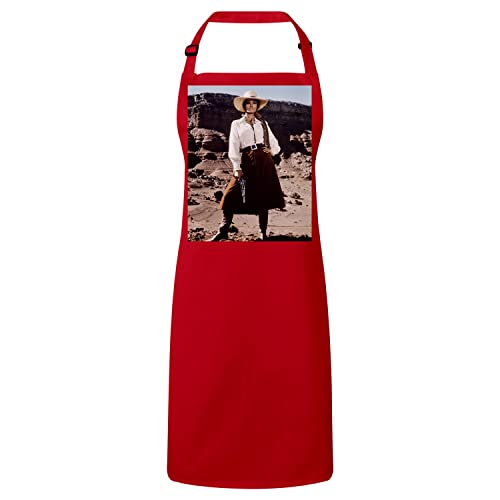 Tablier cuisine femme rouge motif revolver anti tache et élégant