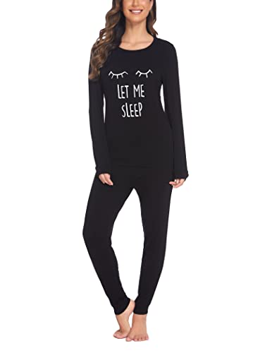 Ekouaer Pigiama Donna Premaman Pigiami maternità Invernali Manica Lunga Due Pezzi Abbigliamento da Notte Morbido, S-XXL