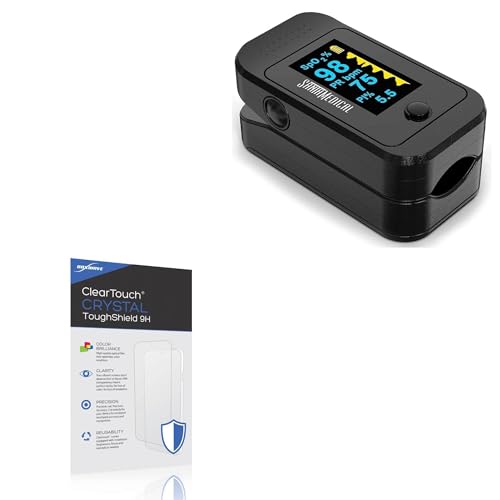 BoxWave Screen Protector Compatible with Santa Medical Dual Color OLED Pulse Oximeter - ClearTouch Crystal ToughShield 9H (2-Pack), Clear 9H Tough Flexible Film Screen Protector