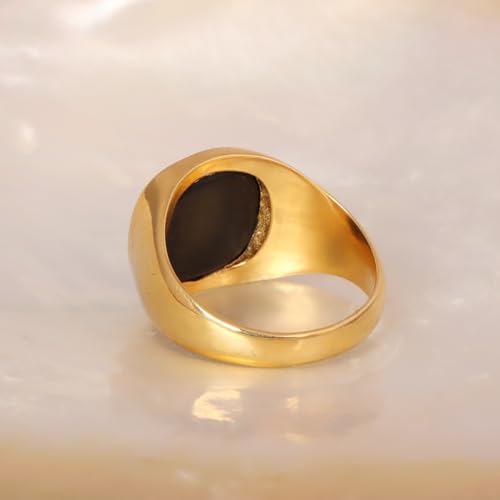 Natural Black Onyx Men's Ring Gold Plated Men's Wedding Anniversary Engagement Ring Gemstone Gold Signet ring Jewelry Gift for Him Sterling Silver Handmade Ring3