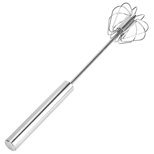 Batidor de huevos, batidora manual, batidora semiautomática de acero inoxidable, batidora de huevos, espumador de leche, utensilios de cocina, batidora giratoria para batir, (k3328#B(tamaño mediano))