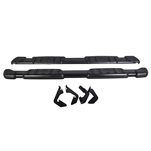 Running Boards Compatible with 2007-2021 Toyota Tundra Pick Up Double Cab, Factory Style Aluminum & ABS Plastic Side Step Bar Pair by IKON MOTORSPORTS, 2008 2009 2010 2011 2012 2013 2014 2015 2016