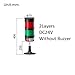 1pcs Stack Lamp Industrial Emergency Light Straight Rod Disk Base LED Warning Light Tower DC12V/24V AC110V/220V/380V No Buzzer(2Layers 24V no Buz)