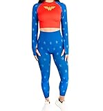 DC Comics Wonder Woman Cosplay Active Workout Outfits – Legging and Shirt 2PC Sets by MAXXIM Wonder Woman Small