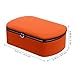 PRETYZOOM Fashionable PU Jewelry Organizer Box with Mirror Breathable Storage Case for Women Medium Orange Stylish Display with Divided Compartments and Sturdy Base