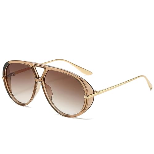 Retro Double Bridges Women Oversized Metal Frame Sunglasses Punk Men Gradient Shades Uv400