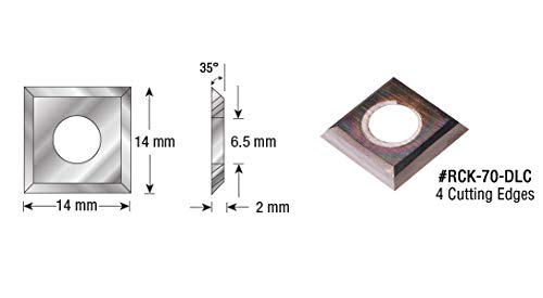Amana Tool RCK-70-DLC SC 4 Cutting Edges Diamond-Like Carbon (DLC) Coated Insert Knife for Solid Wood 14 x 14 x 2mm - Image 3