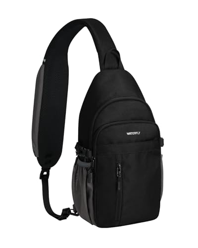 WATERFLY Small Crossbody Sling Bag: RFID Sling Backpack Chest Bag Travel Shoulder Multiple Pockets Hiking Daypack for Man Woman