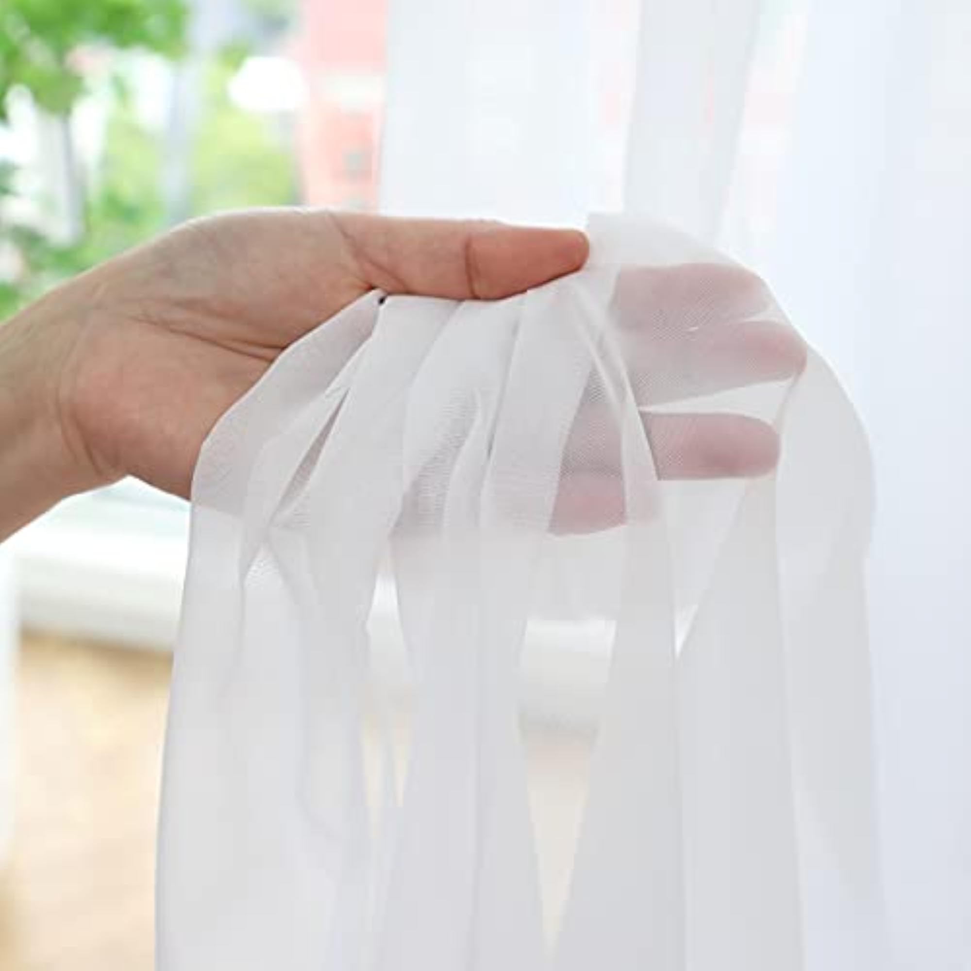 Window White Sheer Curtains, 90 Inches Long, 2 Panels