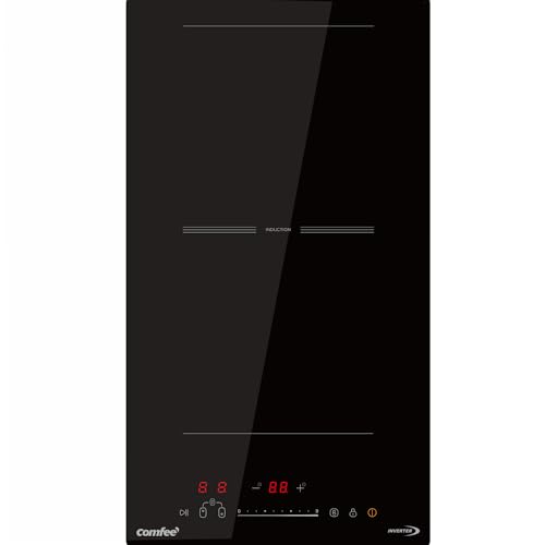 COMFEE' CIH351D215K1 - Placa de cocción de inducción con 2 zonas flexibles, 9 niveles de potencia con función Boost, superficie de cocción 20% mayor, bloqueo infantil, control táctil