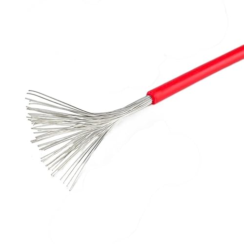 Cable Flexible 5 Meters Tinned Copper Wire, 30AWG Flexible Silicone Wire, 30AWG 11/0.08TS OD 1.2mm Cable Extension Connector(Color:30awg Red 5m)