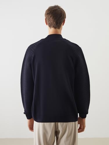 LC واكيكي كارديجان منسوج بقصة عادية ورقبة قمع للرجال، مقاس L، لون كحلي