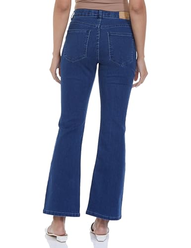 Image of INKD Women's Flared Bootcut Pullon Jeans - Mid-Rise | Stretchable | Enzyme Wash | Classic 5 Pocket Styling | Jeans for Women