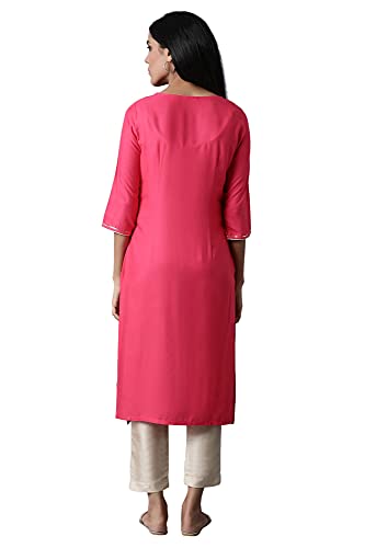 Image of W for Woman Viscose Women Foil Printed Round Neck Regular Kurta