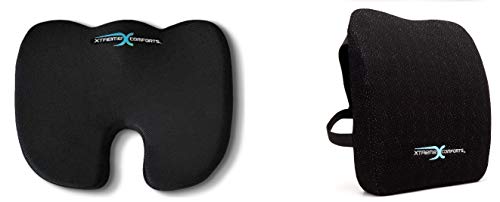 Original Coccyx Orthopedic Memory Foam Seat Cushion with 100% Memory Foam Lumbar Cushion