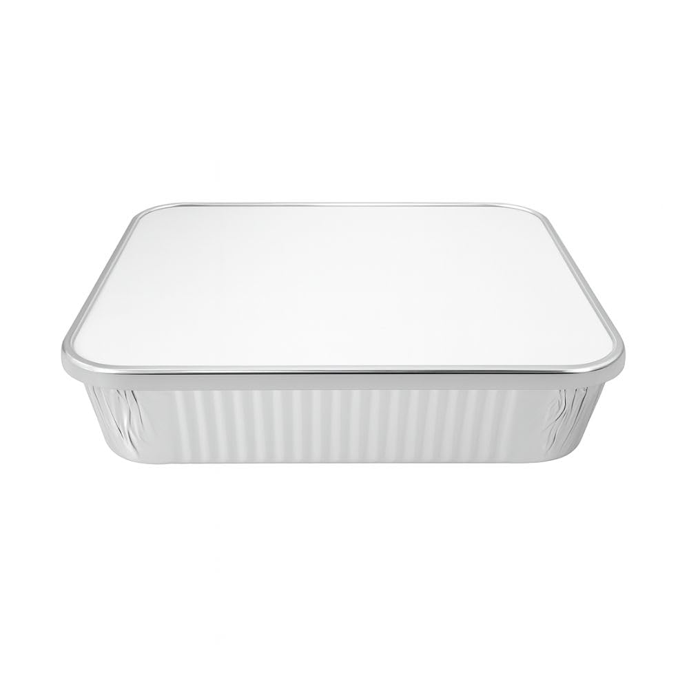 Ezkart 50 Pk |Pack Of 50| Strong Quality Aluminium Disposable Reusable Foil Food Containers With Lids Is A Versatile And Convenient Solution For Storing And Serving Food No. 9 (, 22.86X22.86x3.81 Cm)