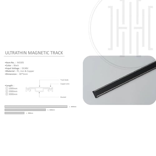 Image of Harold Electricals Copper Ultrathin Magnetic Track Channel for Home and Office Light, Seamless Aesthetic Design (Black Body, 2 Metre)