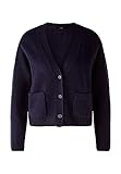 oui strickjacke grau V-Ausschnitt mit Knopfleiste Oui Damen Strickjacke Wollmischung lässig geschnitten Uni Freizeit V-Ausschnitt Blende Wollmischung