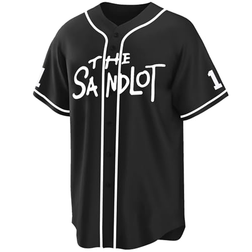 Tocament The Sandlot Baseball Jersey,#11 Yeah-Yeah Button Down Short Sleeve,90s Classic for Men Sports Legend Jerseys (Black,Large)