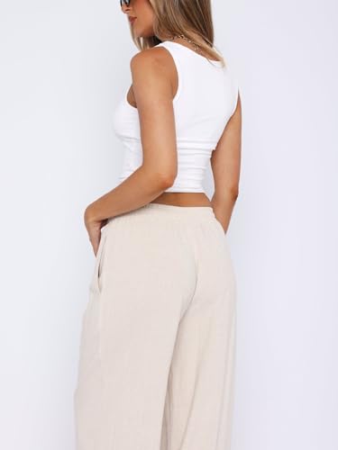 ForeFair Women's Sleeveless Square Neck Tank Top Double Layer Basic Crop Tops Summer Fitness Workout Casual Tops3