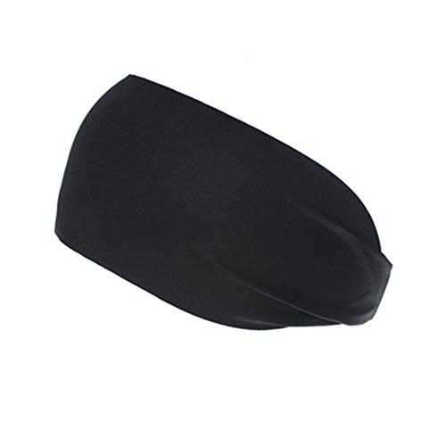 PAADIYA Bandeau de Sport Entraînement de Fitness Femme Homme Jogging Wicking Bandeau Antidérapant Élastique Sweatband pour Yoga, vélo, Course,Tennis, Moto (Noir, 24 * 10CM) Cover