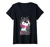 one love shirt forever 21 Offizielle lizenzierte Merch Damen US Peanuts Snoopy Graphic One Love 01 T-Shirt mit V-Ausschnitt