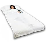 CHASBREN Travel Sheet 100% Organic Viscose Derived from Bamboo - Soft Comfortable Roomy Sleep Sheet, Sack, Bag, Liner - Pillow Pocket, Zippers (White)