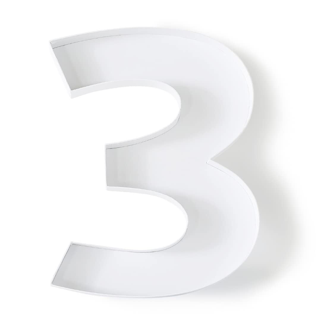 Soul & Lane Fillable Cardboard Number Charcuterie Board Box, Large Paper Mache Numbers Shaped Cutout for Food, White Hollow Gift Tray for Birthday and