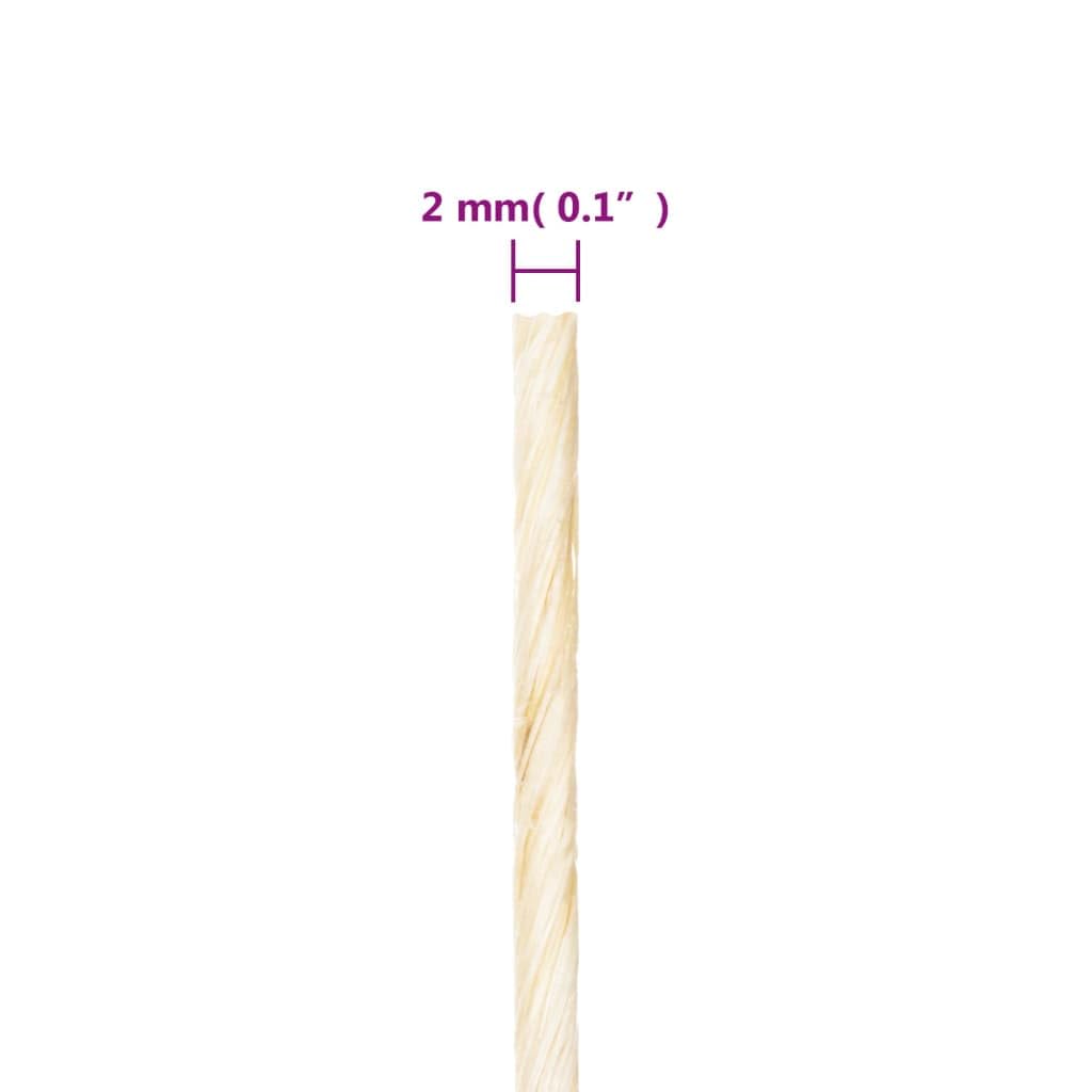 Linia outdoorowa – pleciona lina, Lina 100% sizalowa, 2-300 cm x 200-2000 m, odporna na rozdarcie, warunki atmosferyczne(2 mm x 300 m)