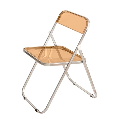 Silla plegable transparente de acrílico para comedor, silla de comedor transparente, silla plegable portátil de plástico (naranja normal)
