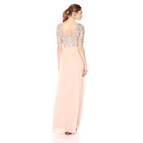 Adrianna Papell Women's Beaded Elbow Sleeve Gown