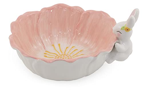 Boston International Easter Ceramic Small Serving Bowl, 7 x 4.75-Inches, Coral Floral...