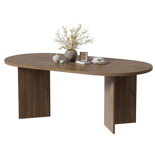 MSFE Table à Manger, Ovale Table Longue Rétro 190x90x76cm, 6-10 Personnes, Tables à Manger Bois, Tables de Cuisine, Pieds de Table en Forme de V,pour Salle...
