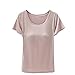 KeYIlowys T-Shirt d'été pour Femmes à Manches Courtes avec Coussin de Poitrine Soutien-Gorge de Couleur Unie Une Chemise à Manches Demi-Bas