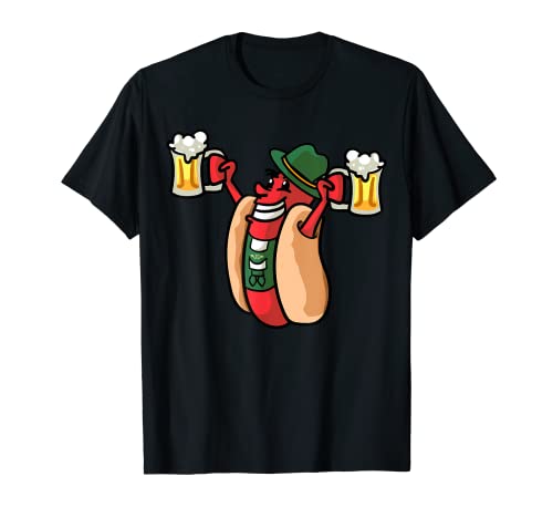 Oktoberfest Beer Hot Dog Bratwurst Divertente regalo tedesco Maglietta