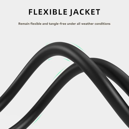 Image of 10ft Outdoor Extension Cord - 16 /3 Heavy Duty SJTW Waterproof Black Electrical Cable with 3 Prong Grounded Plug for Safety, Great for Lawn and Major Appliances