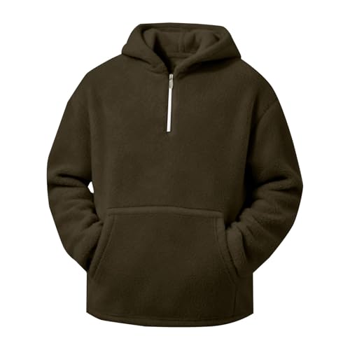 Sudadera con capucha para hombre, cómoda, holgada, manga larga, con cremallera 1/4, informal, mullida, moderna, con bolsillo canguro, verde, XL